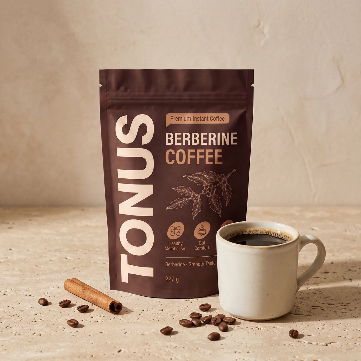 TONUS Berberine Coffee, пакет и чаша кафе